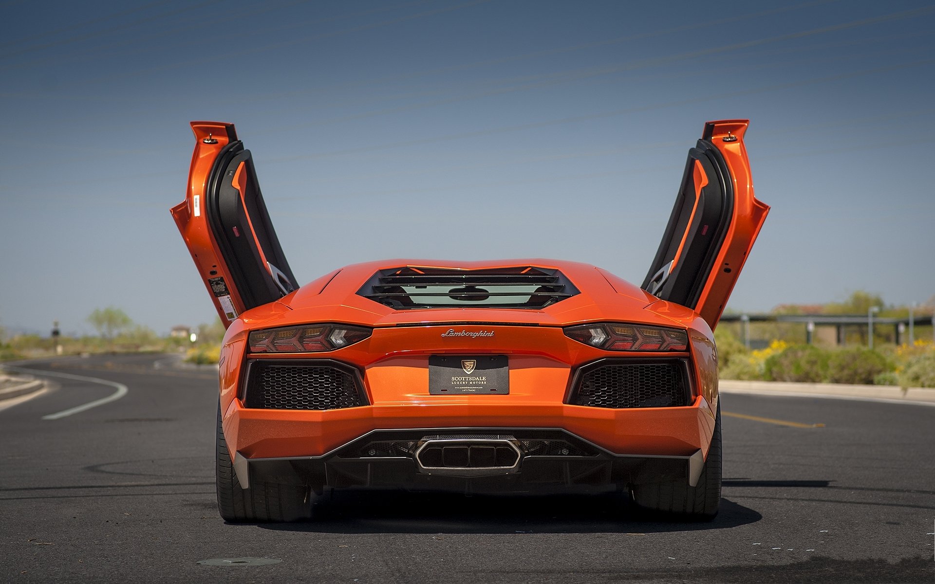 lamborghini aventador lp700-4 naranja lamborghini aventador trasero sombra puertas