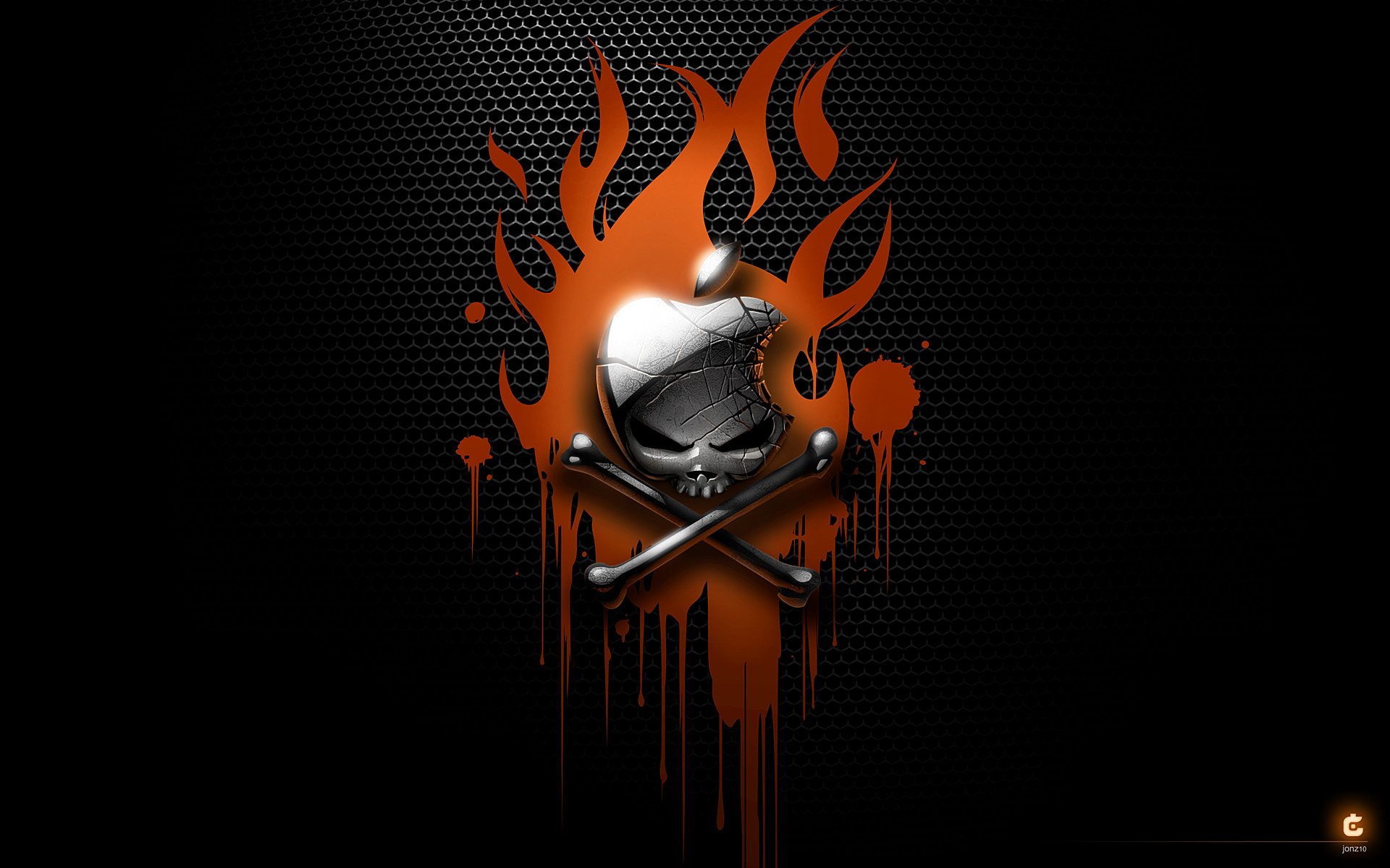 apple skull figure flame bones apple emblems logo