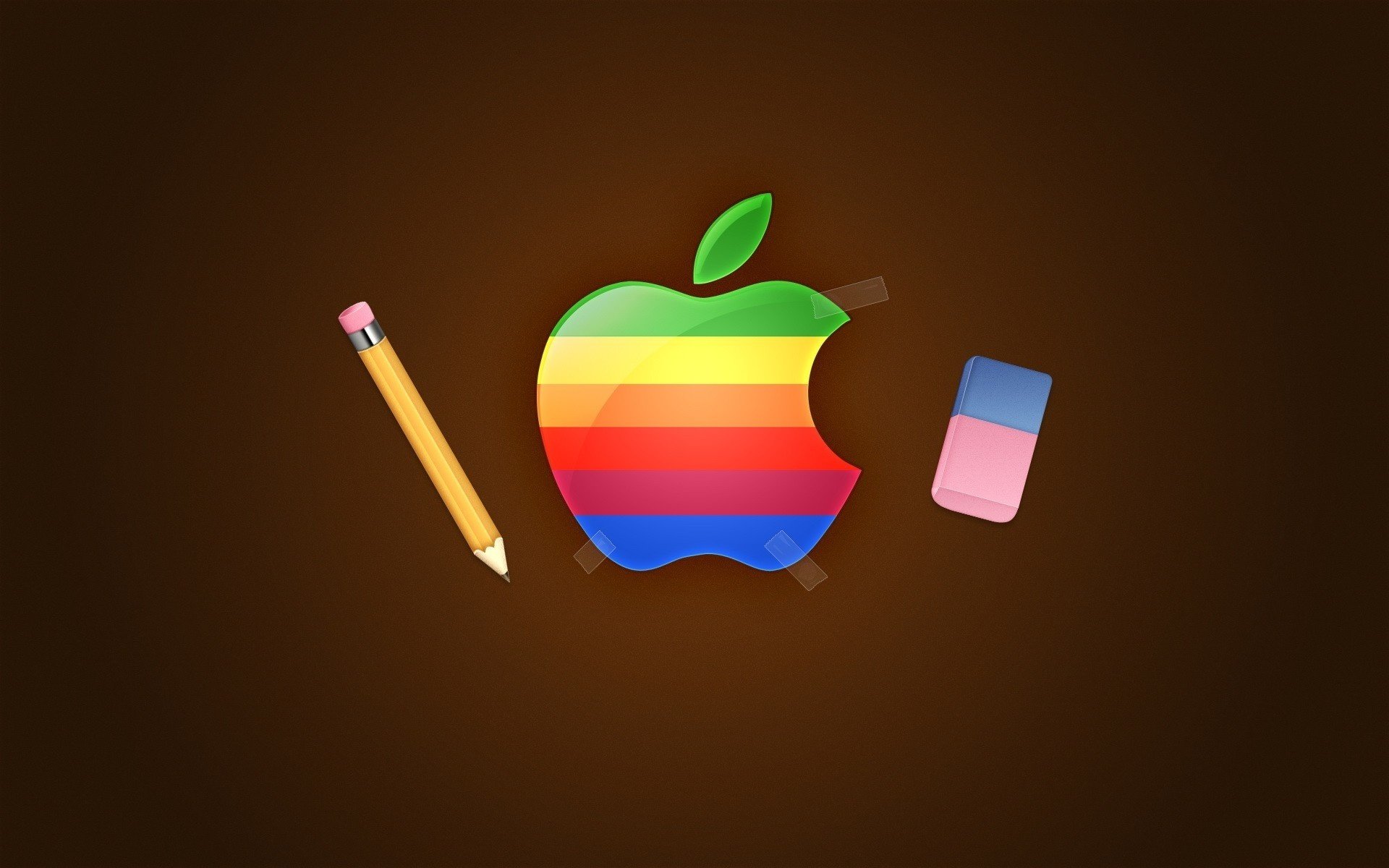 gumka pasiaste jabłko ołówek apple emblematy loga