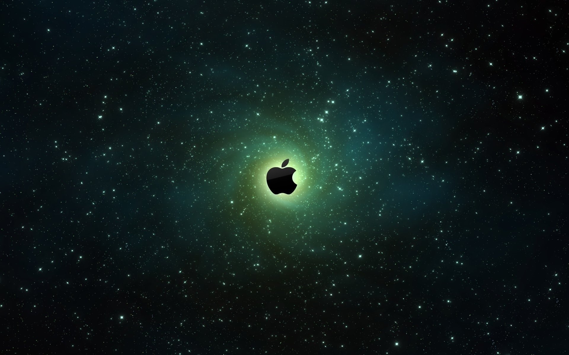 resplandor verde ojo de buey cielo estrellado apple emblemas logotipos