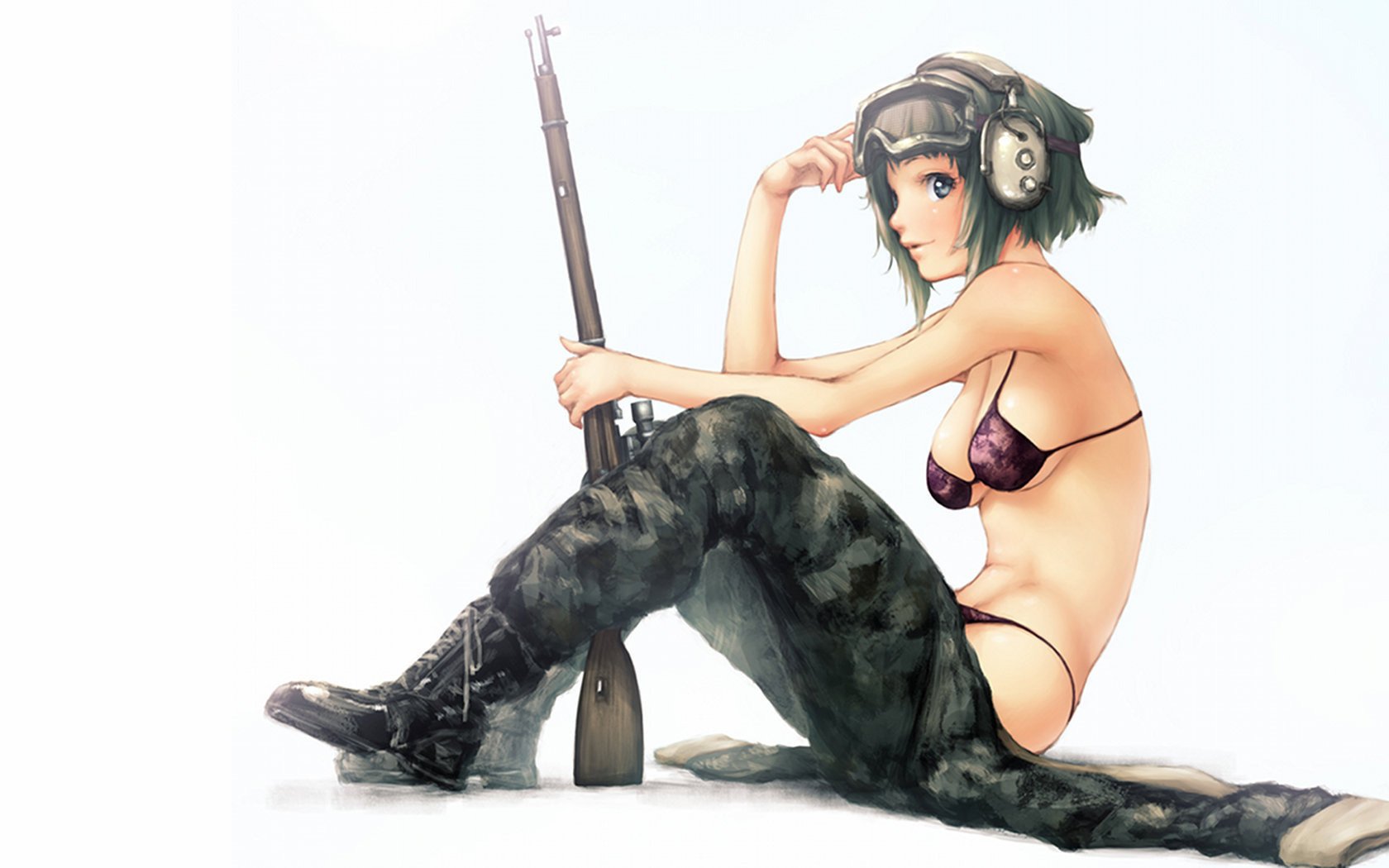 military uniform warrior girl rifle shooter drawings erotica-a girls-a face-a eyes-a chest-a shooter-a profile-a