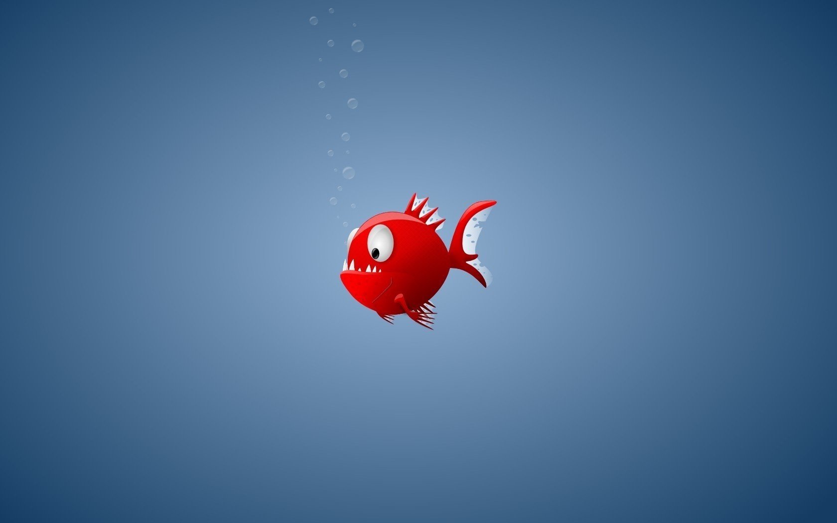 poisson rouge eau dents poisson bulles fond bleu yeux profil grignoteuse pomme bleu pomme coeur emblèmes logos