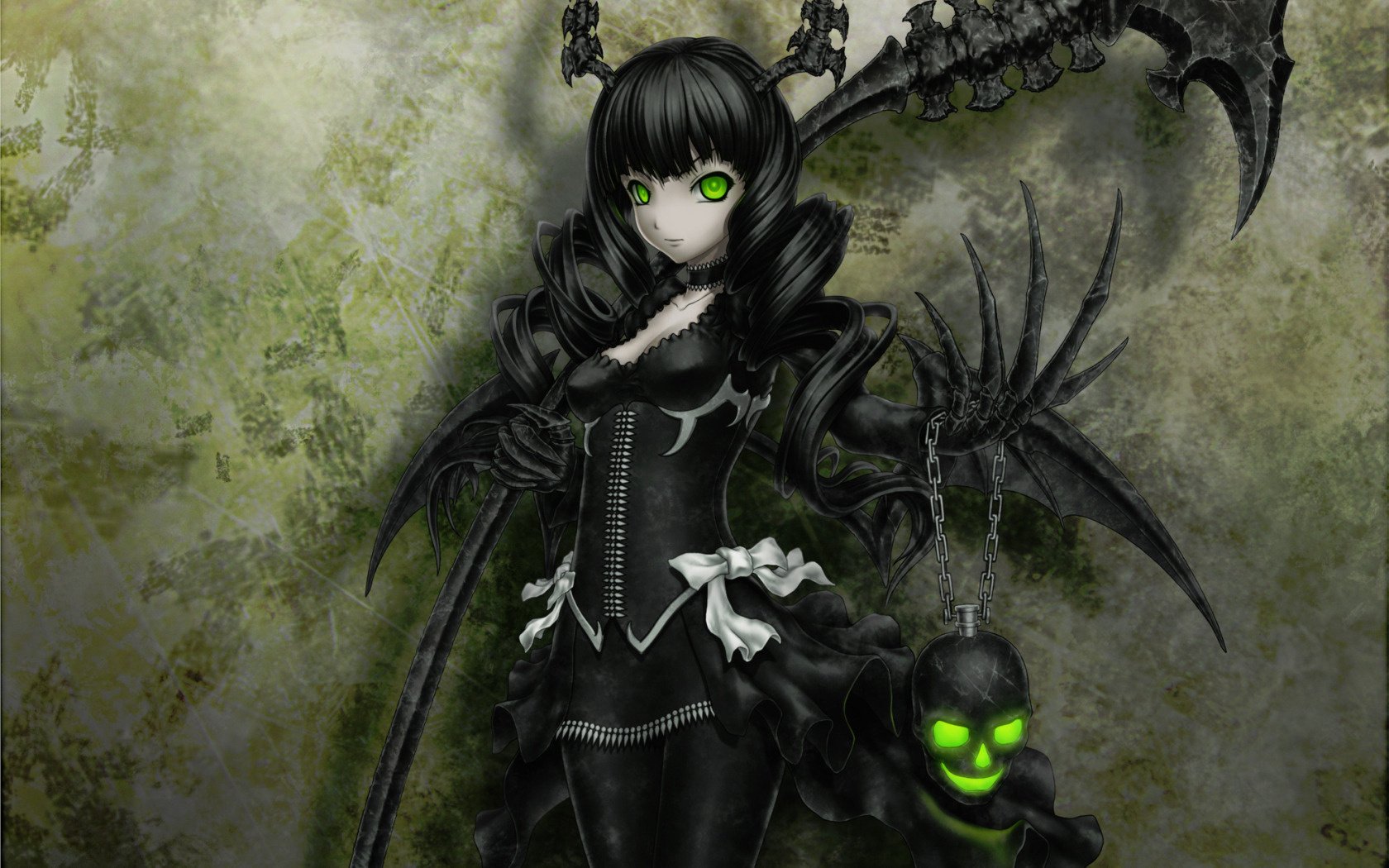 gogty glowing eyes green eyes black suits skull girl drawings eyes cloak costume wall demon girls-a face-a eyes-a