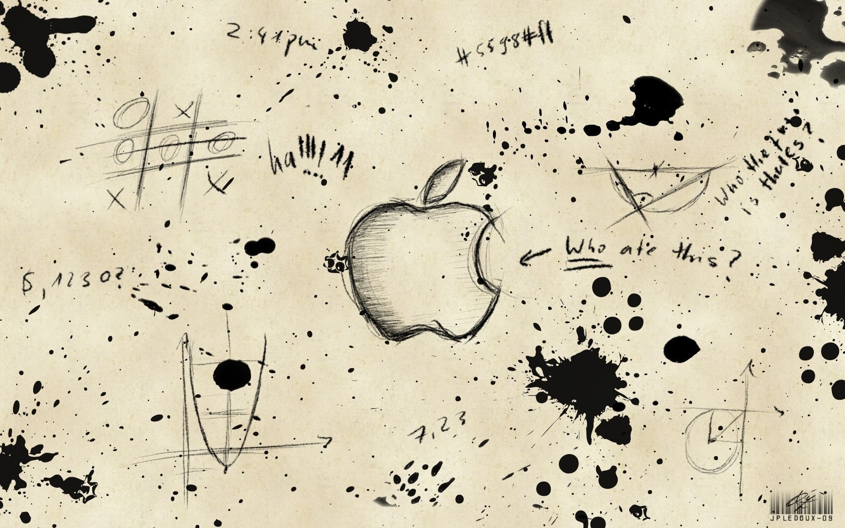 disegno a matita occhio di bue gioco apple emblemi loghi