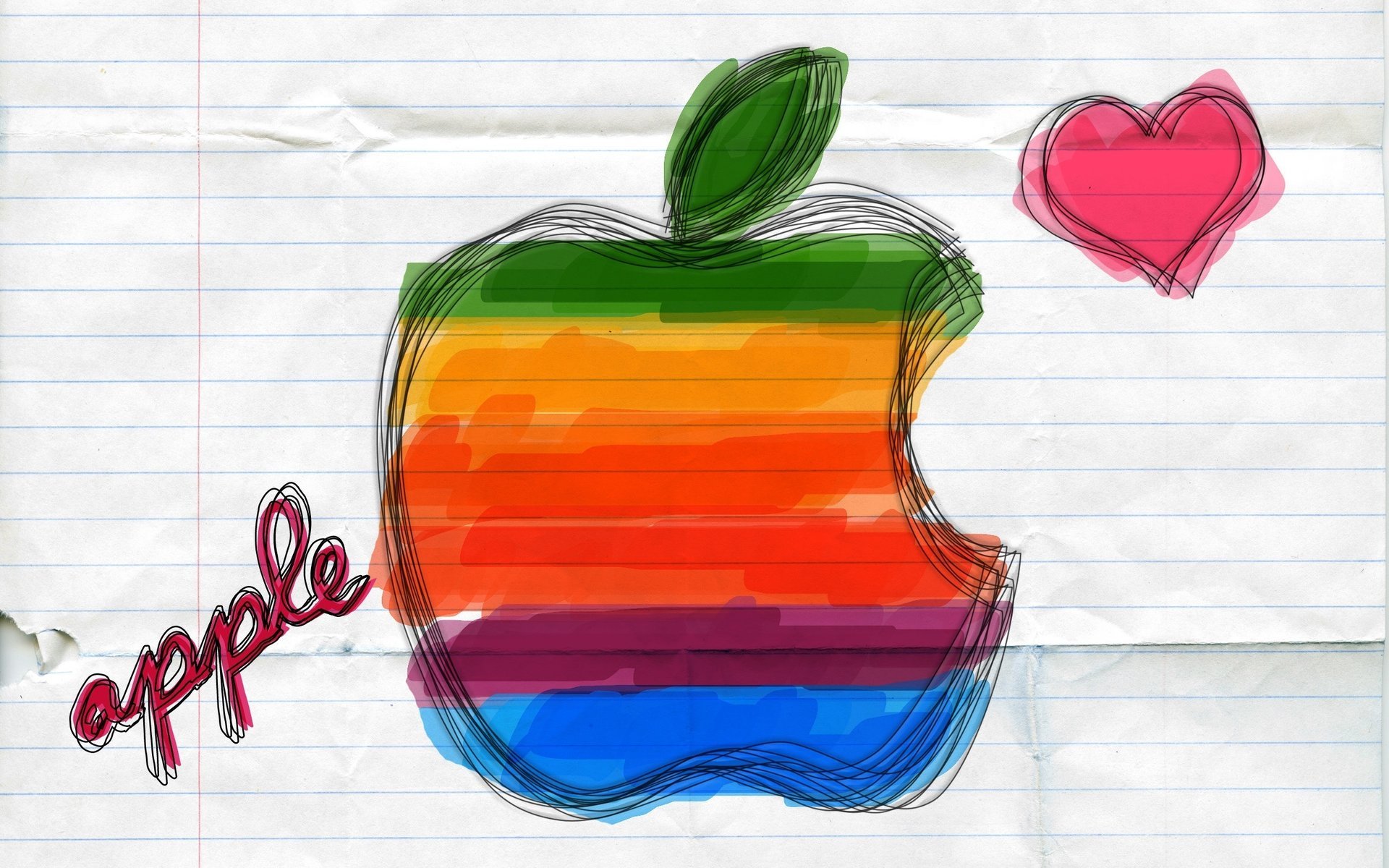 segno disegnato cuore mela apple emblemi loghi