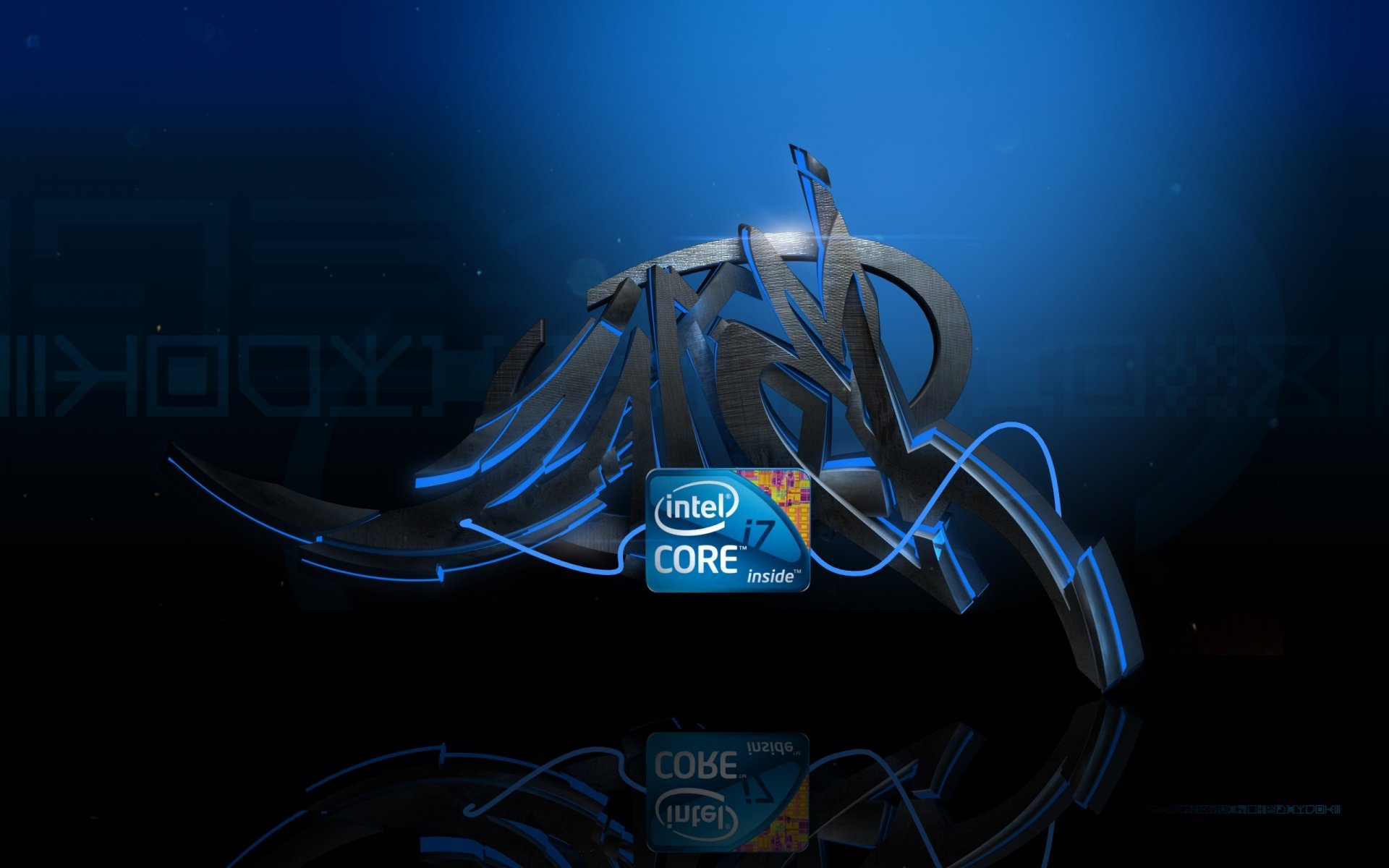 tyle intel graffiti emblems logos blue the dark background gradient grafiti shine