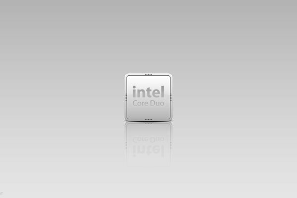 Auf grauem Hintergrund ein graues Intel-Prozessorsymbol