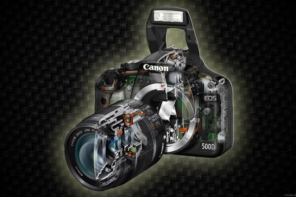 Fotocamera canon eos 500D smontata