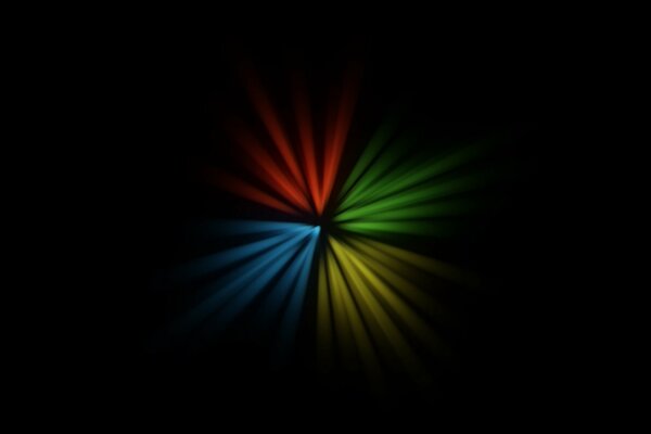 Windows screensaver on a black background with bright colors