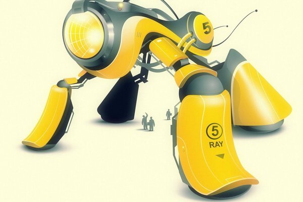 Big yellow robot with a flashlight