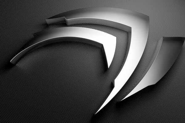 Логотип nvidia из металла на темном фоне