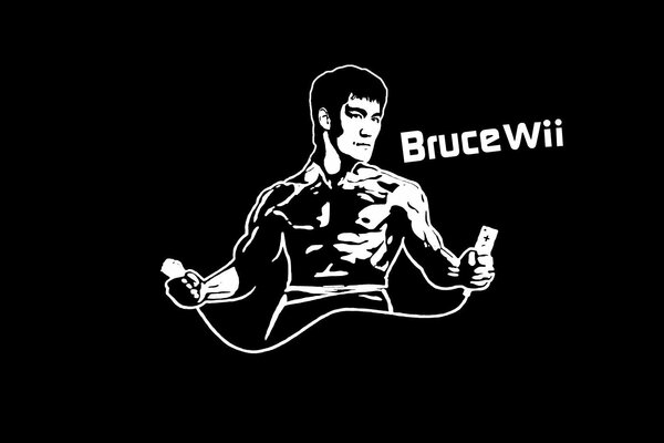 Combattente Bruce Lee su sfondo nero