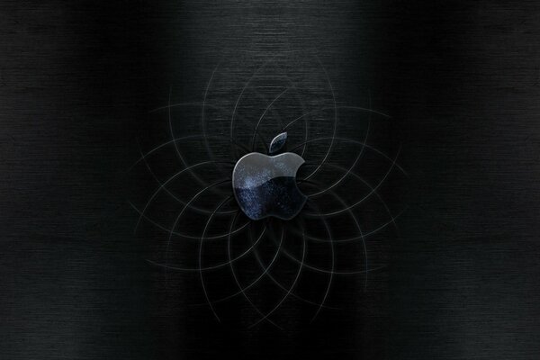 Apple-shaped emblem on black