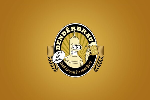 Emblème de Bender de Futurama avec bière