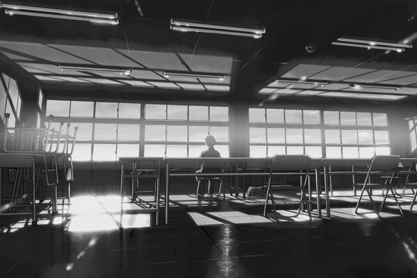 Thoughtful guy. Loneliness in an empty office