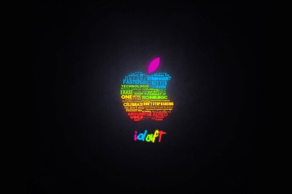 Neon-Apple-Logo auf schwarzem Hintergrund