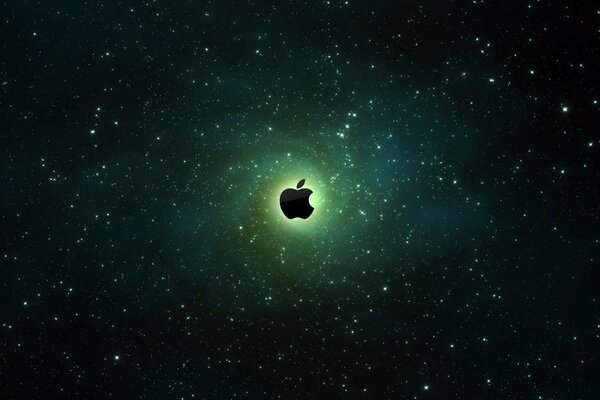 Apple logo with green glow