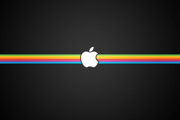 Logo Apple su sfondo nero con arcobaleno