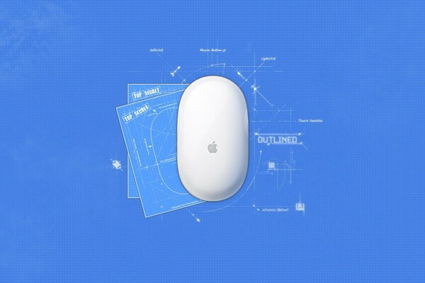 Disegno della tecnologia Apple su sfondo blu