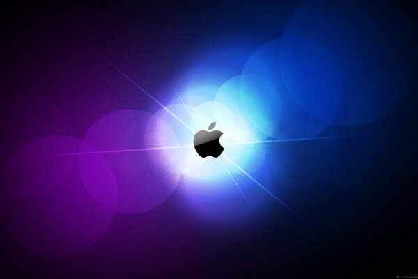 Das Apple-Logo auf einem blau-violetten Glow-Hintergrund