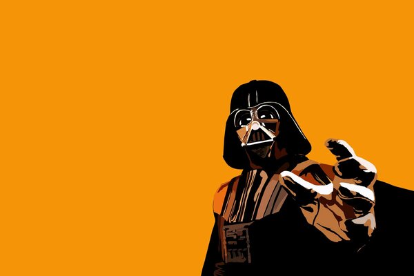 Darth Vader sobre fondo naranja