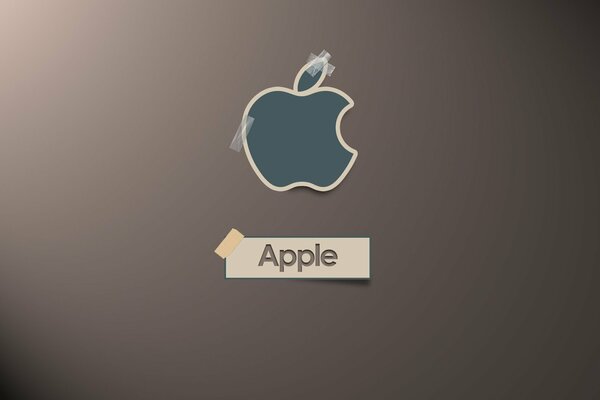 Olotipo di apple su sfondo marrone incollato con nastro adesivo