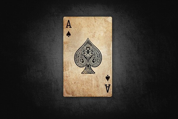 The Ace of Spades on an old card