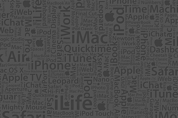 Muro di loghi dei prodotti Apple