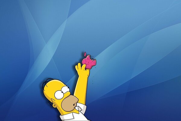 Sur un fond bleu se trouve Homer et le dessin animé les Simpson