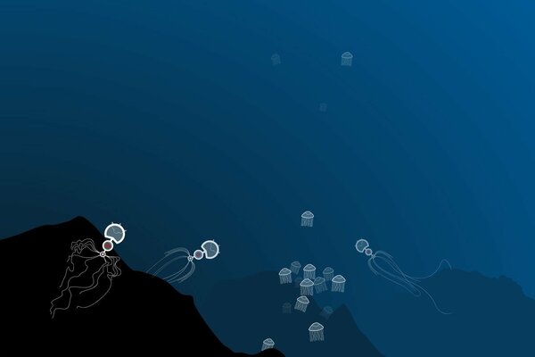 Rodzina meduz zamieszkujących ocean pełen wzgórz