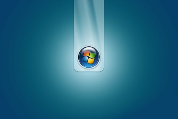 Microsoft Windows 7 Logo Emblem rundes Symbol auf blauem Hintergrund