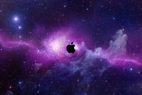 Знак яблоко mac на компьютер в пространстве