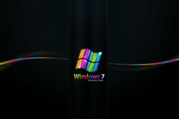 Arcobaleno Windows Seven su sfondo nero