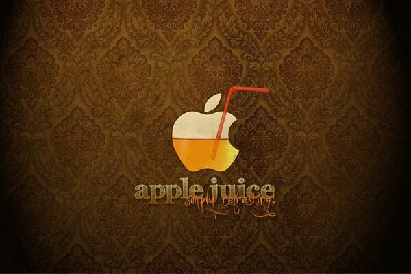 Logo of a bitten apple with juice and with a straw