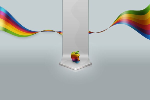 Эмблема разноцветного яблока с разноцветной лентой