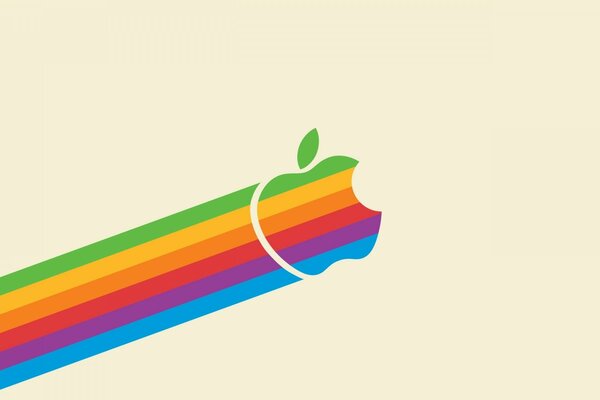 Разноцветное яблоко нарисованное минимализмом