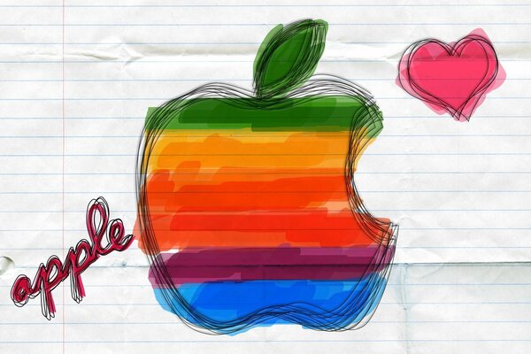 Logotipo de Apple pintado en colores arcoíris