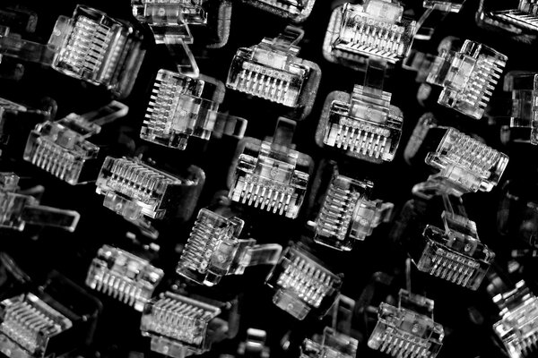 Connectors in black and white image