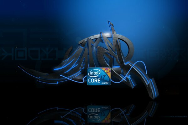 Intel graffiti style on a dark background