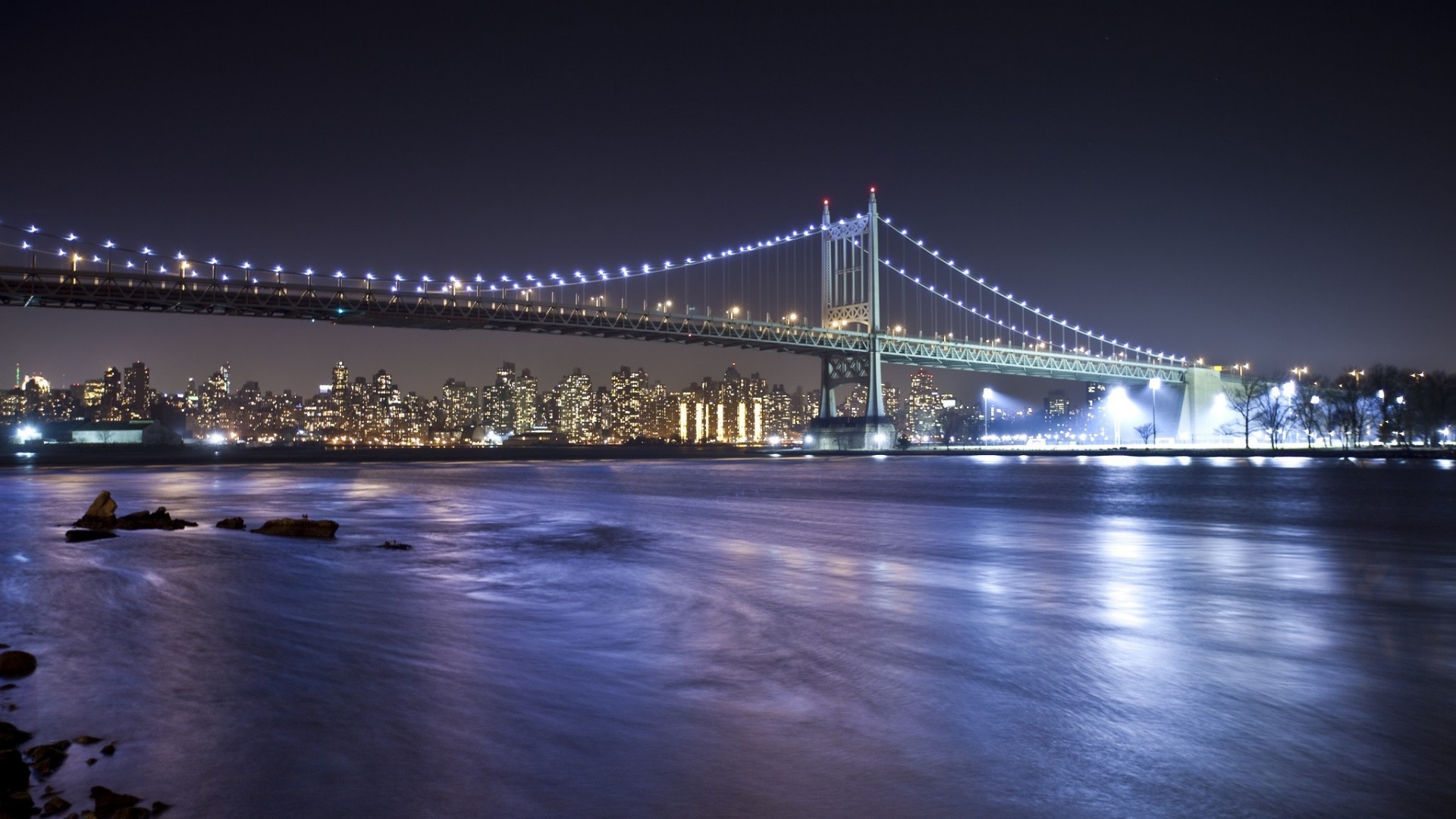 east river puente nueva york ciudad nocturna estrecho