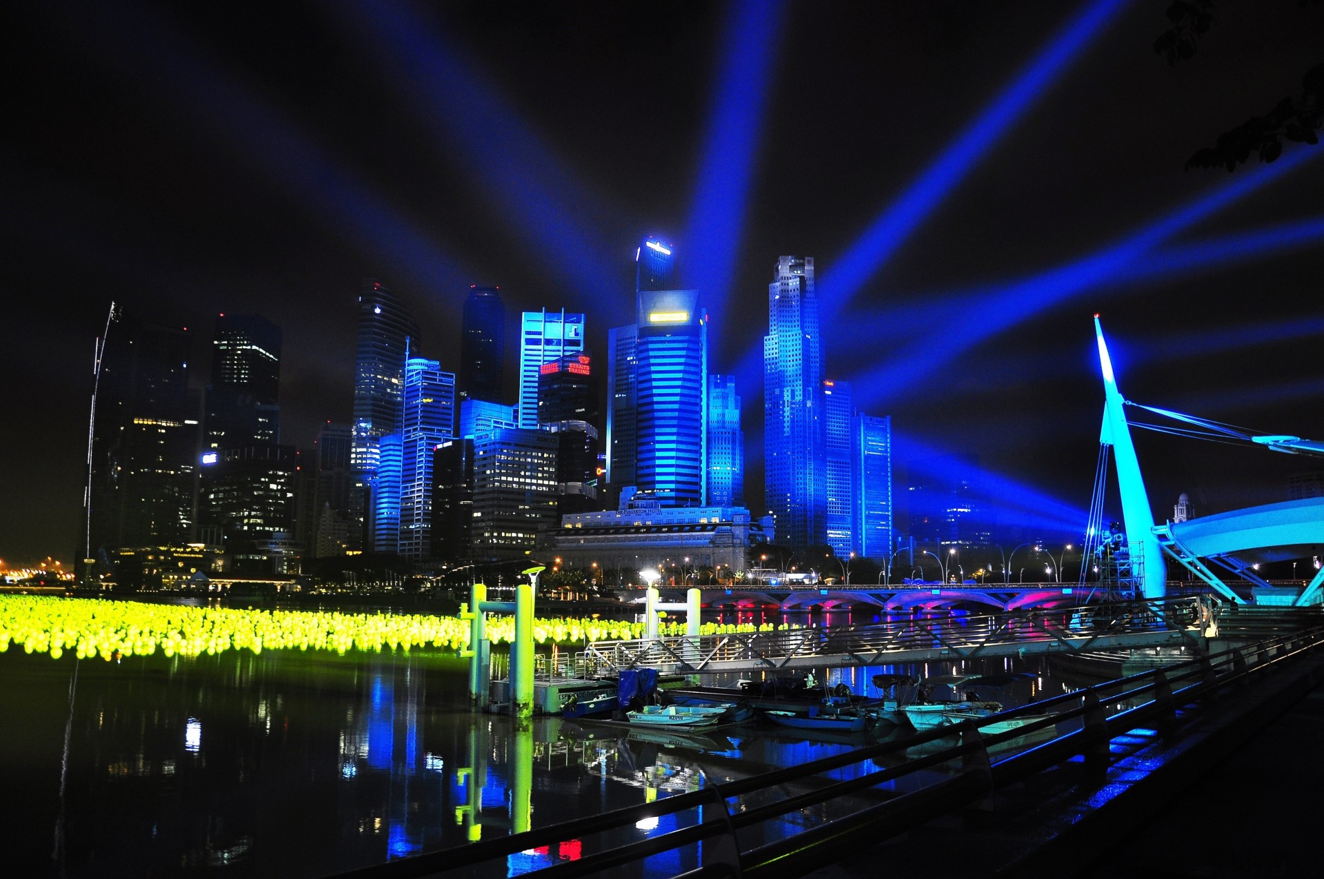 lichter nacht stadt singapur