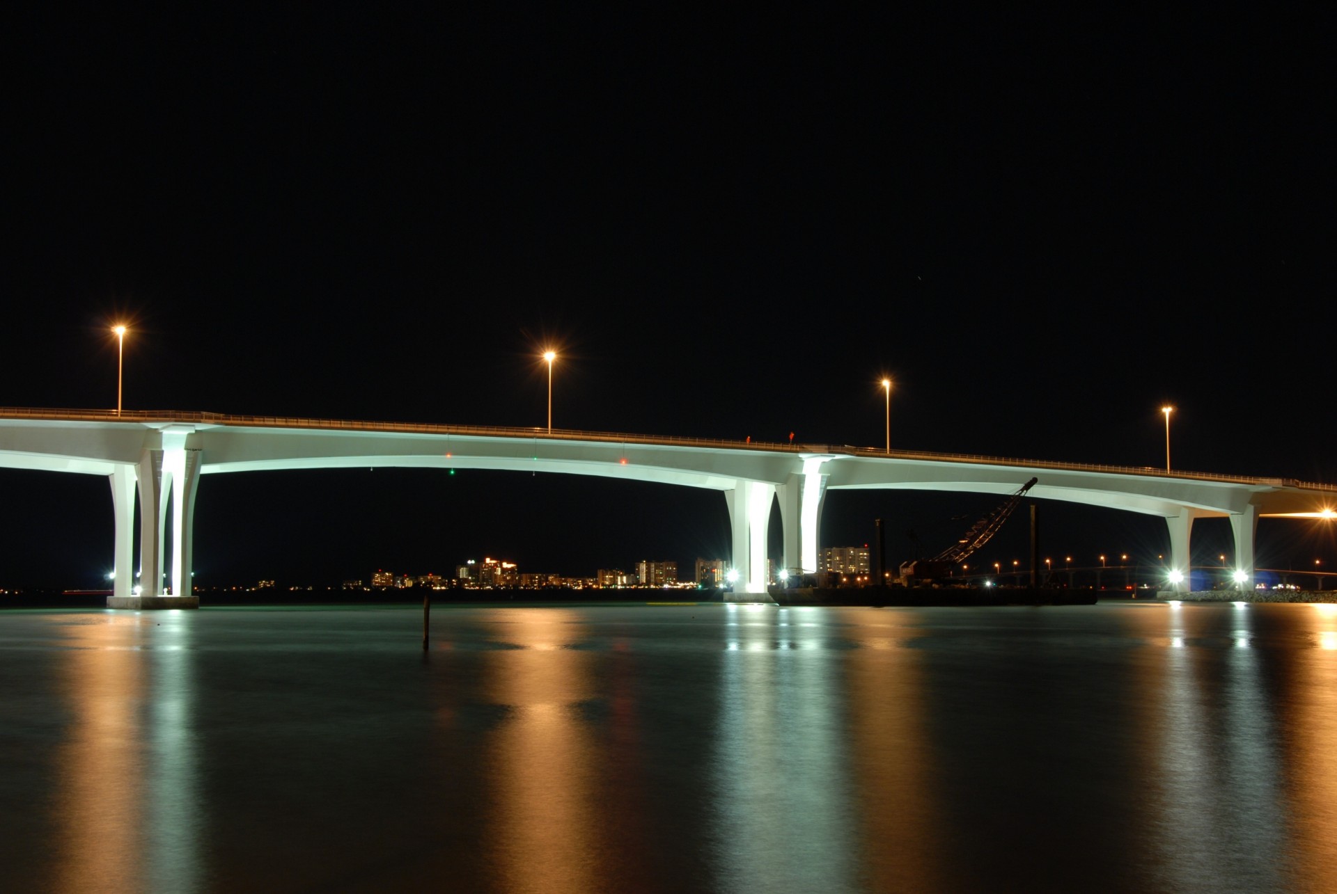 puente luz ciudad negro noche