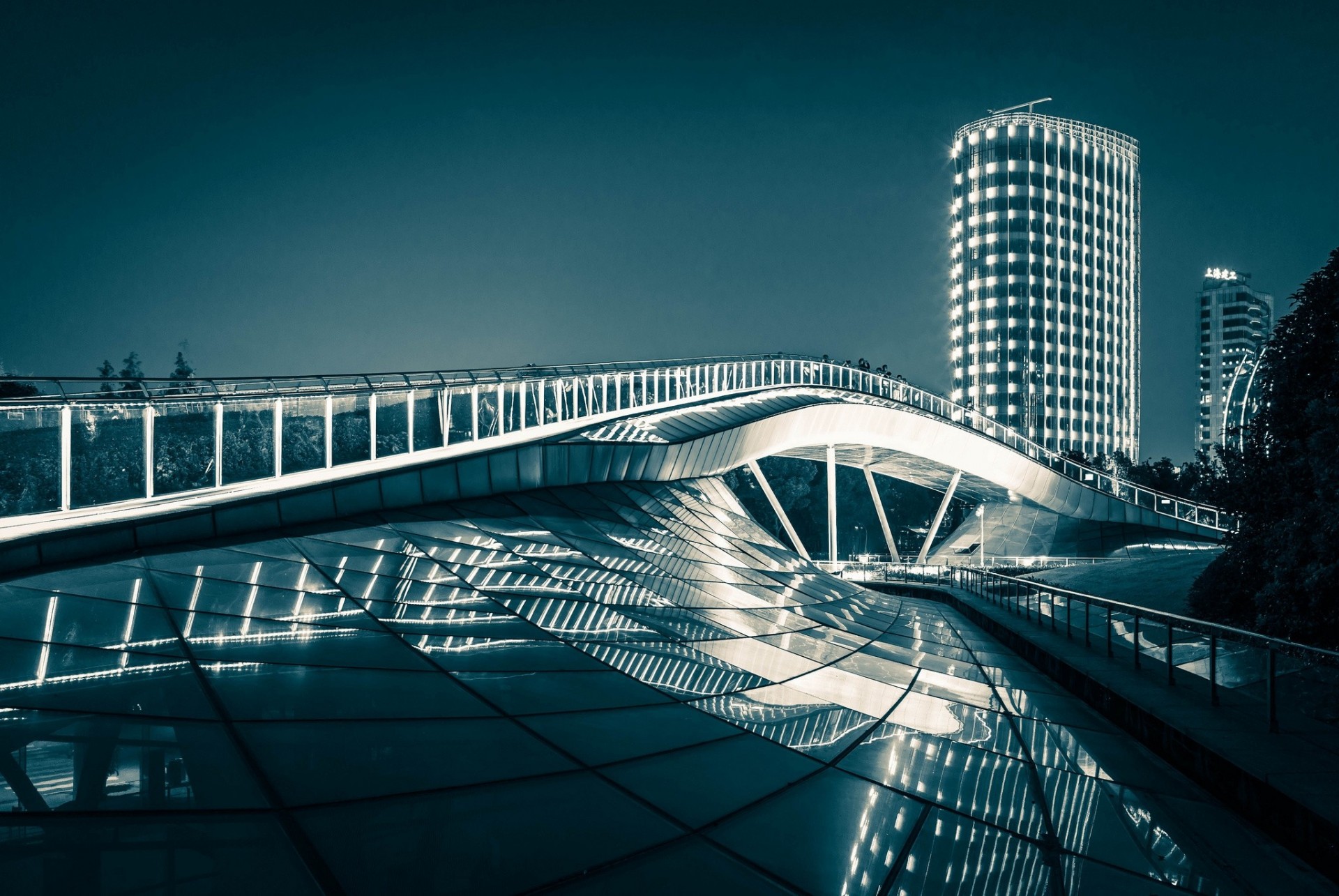 bridge china shanghai reflection rainbow bridge