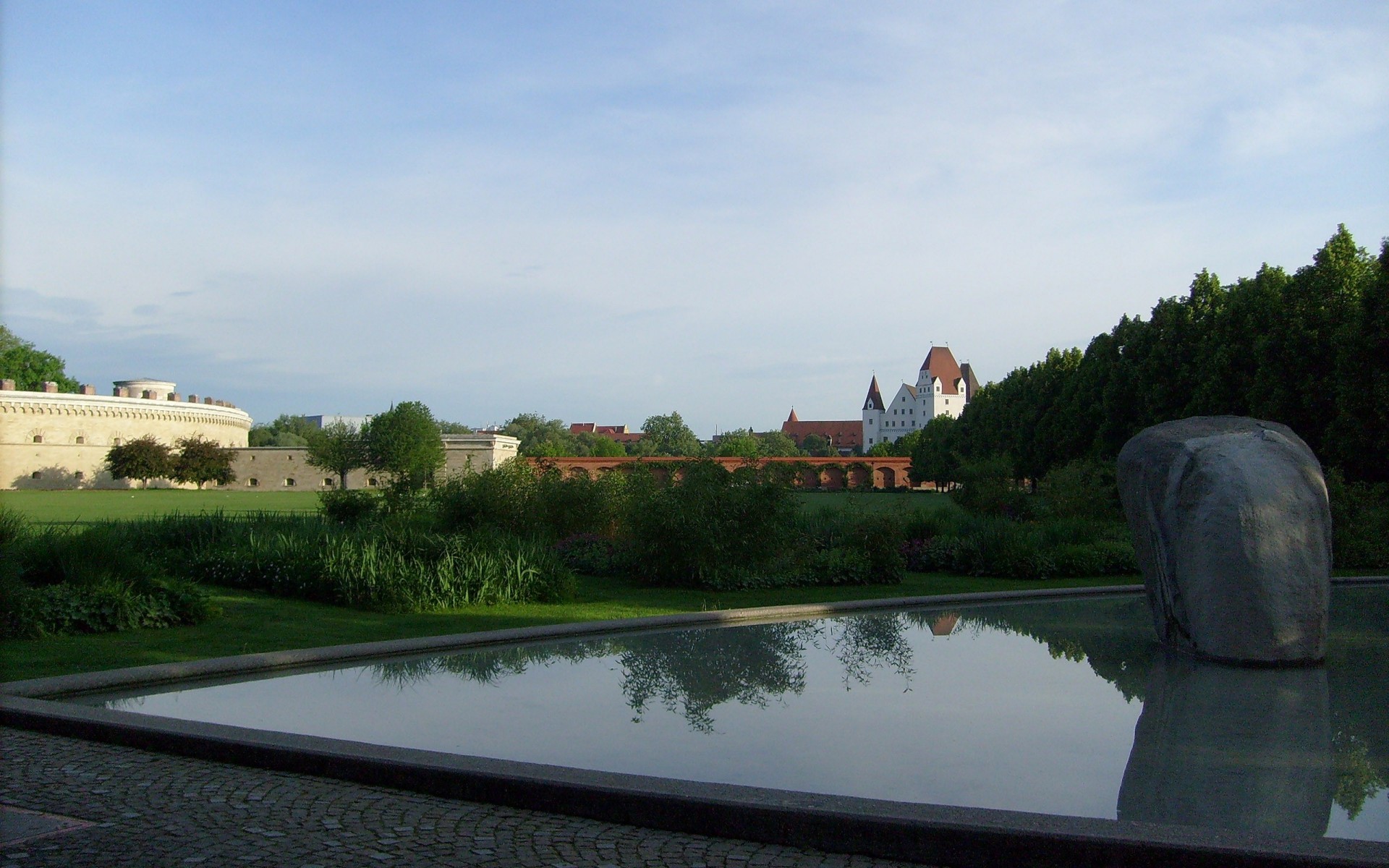 verrouillage matin ville eau réflexion parc allemagne pierre