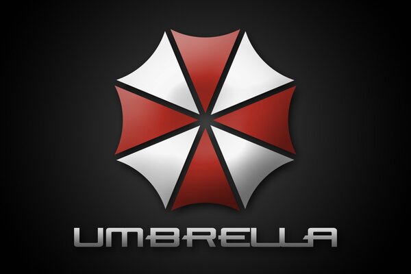 Red and white umbrella on a black background