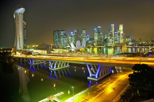 Singapore at night in a thousand lights