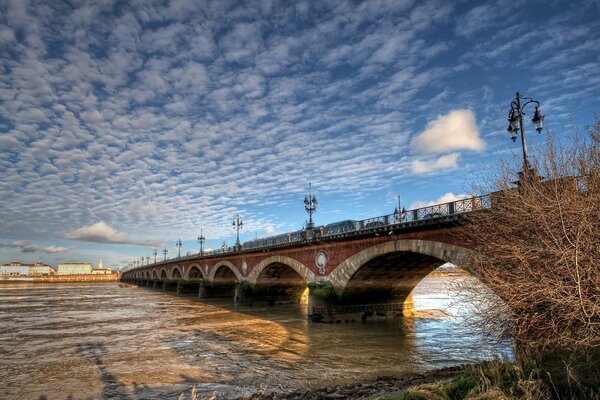 Stone bridge over the river. landscape