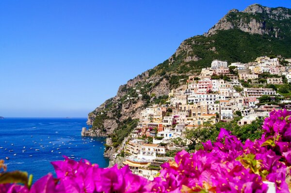 Landscape with a view of the Italian rocky coast