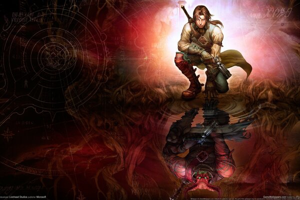 Fable 2, fantasy, warrior, reflection wallpaper