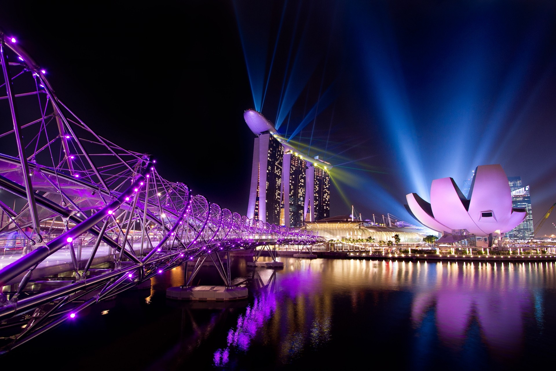 lumières nuit ville singapour